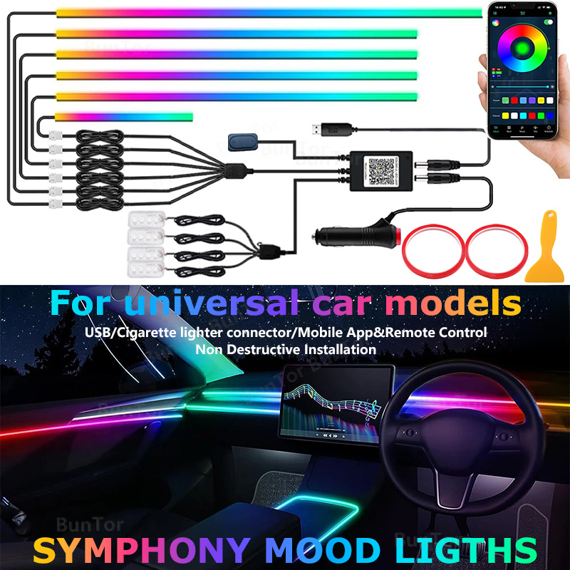 Led El Wire - Auto Omgevingslicht/64 Kleuren Acryl LED Lamp