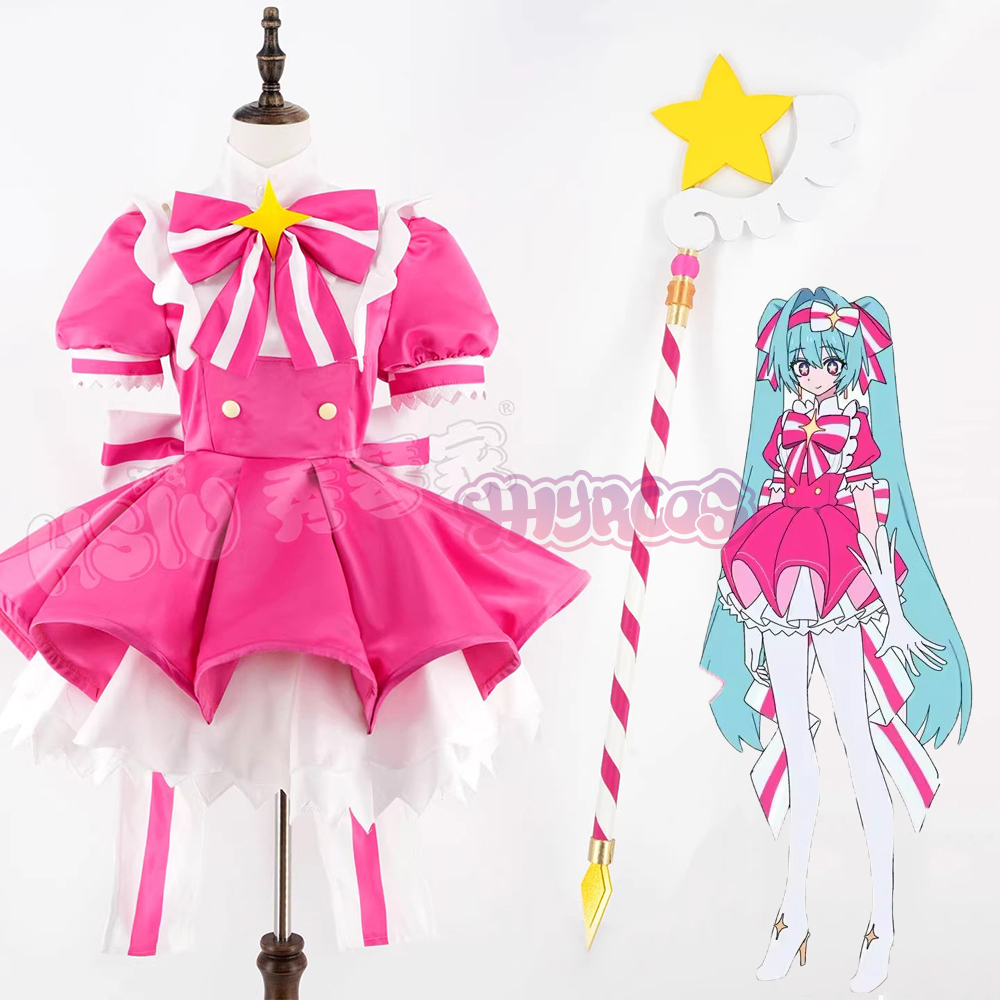 Cosplay Floating Prop - MMiku Retry Cosplay Kostuums Pruik Roze