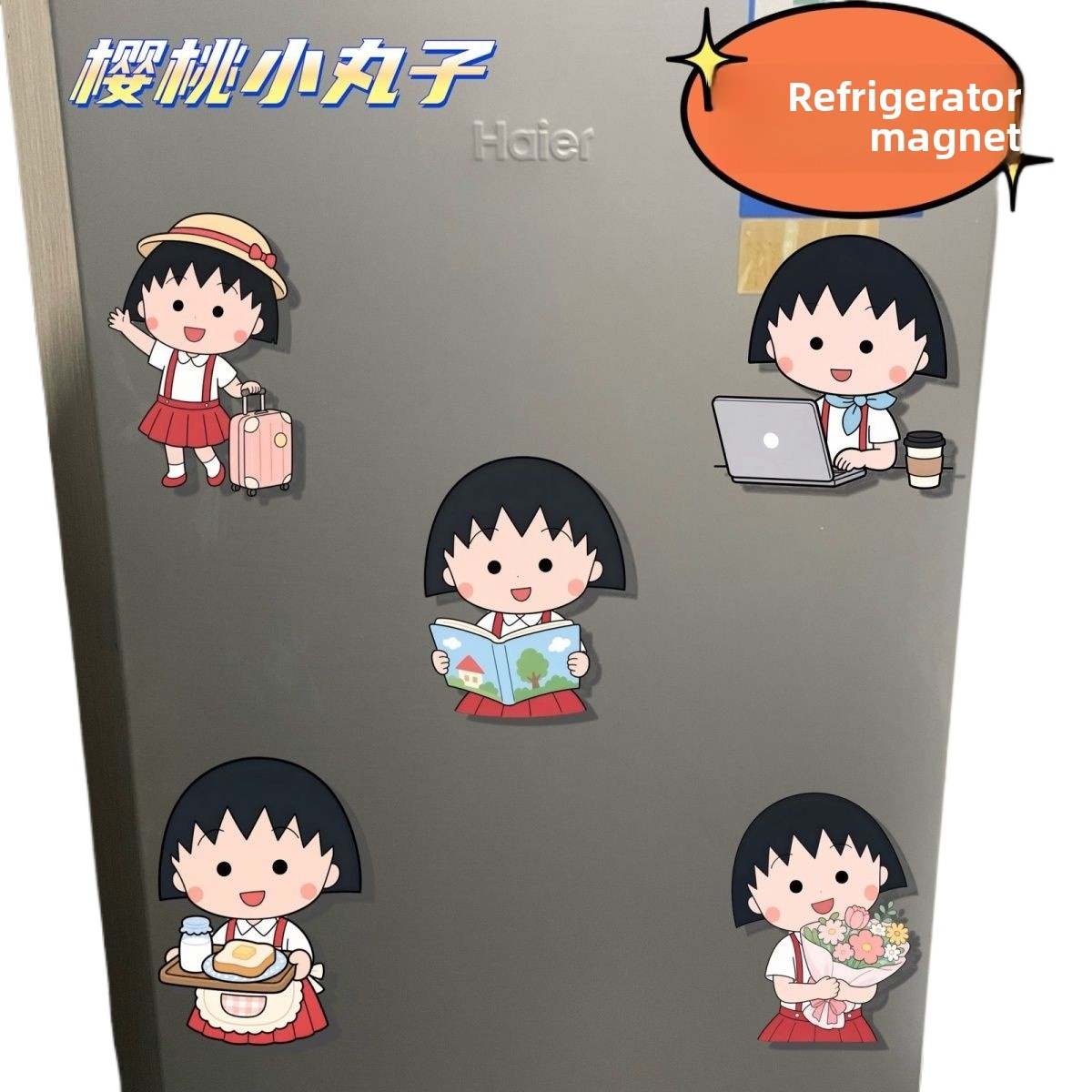 Acrylic Cosplay Prop - Chibi Maruko-chan koelkastmagneet, schattige anime-acrylstickers, magnetische